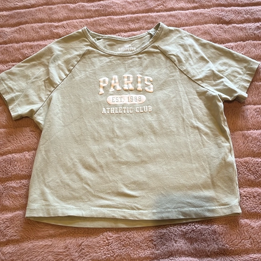 Hollister Paris Green Crop Tshirt size M